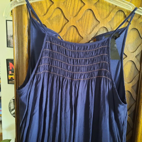 Vintage Bohemian Embroidered Halter Sundress - Navy, Size S - Picture 3 of 16